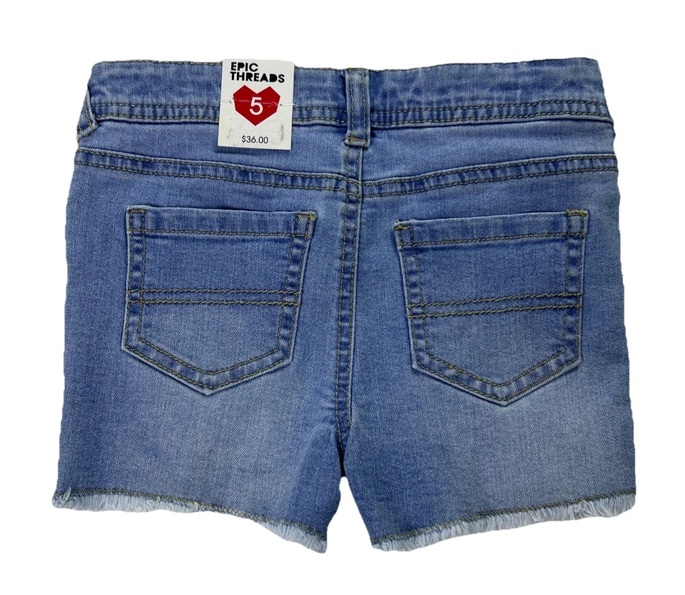 Pantalones Cortos Denim Epic Threads Bordados Florales Niñas Talla 5 Cierre Botón Mosca Nuevos con Etiquetas Foto 2 de 4