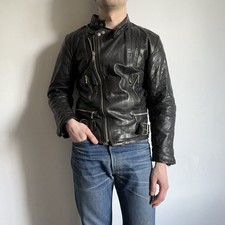 80s vintage Euro England distressed leather biker motorcycle punk jacket EU 40