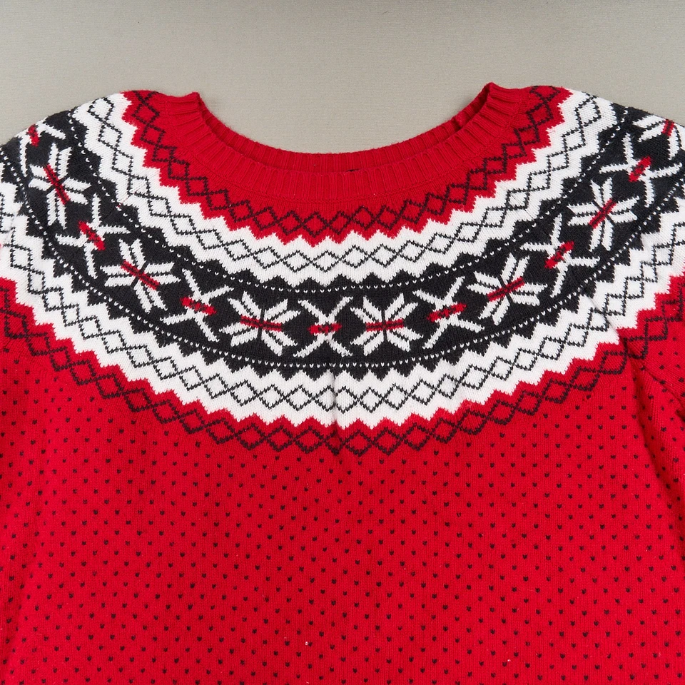Talbots Sweater Womens 1X Plus Holiday Yoke Fair Isle Crewneck Cotton Wool Blend - Image 4 of 4