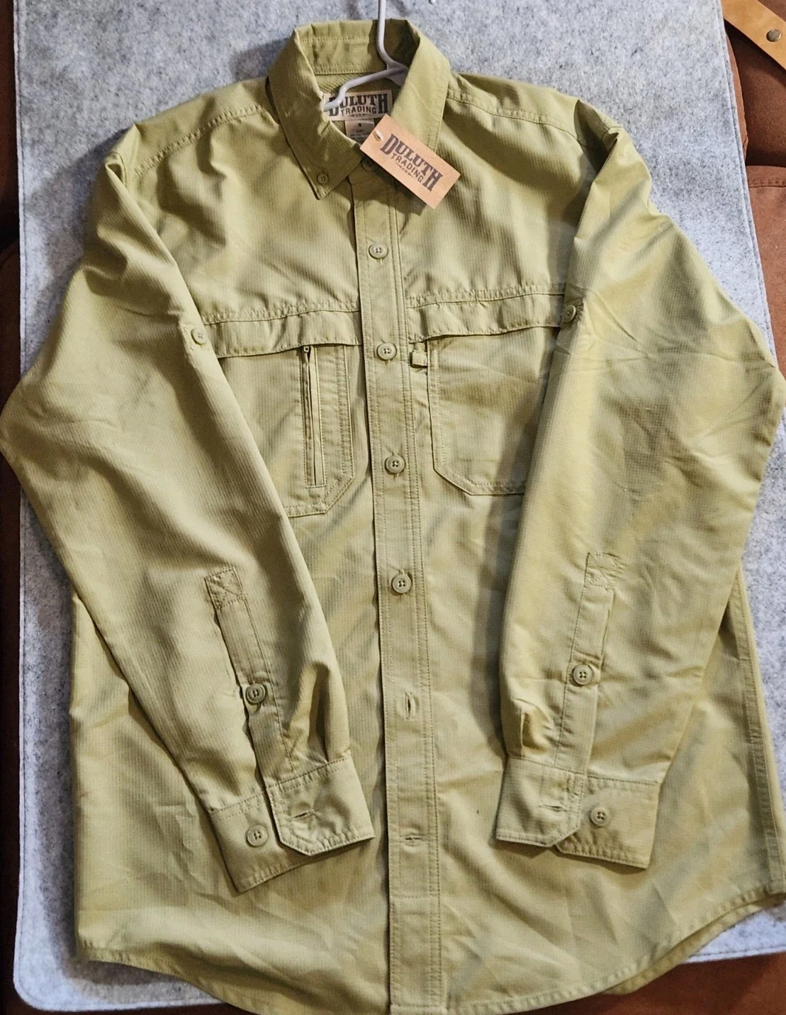 NWT Duluth Trading Mens Small Ripstop Green Cool Plus Hiking Fishing Vented