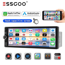 Single 1 Din Car Stereo Wireless Apple CarPlay 6.9 inch Touchscreen Bluetooth FM