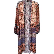 Boho Chic Kimono Cardigan GGiO USA Patchwork Floral Print Duster Medium