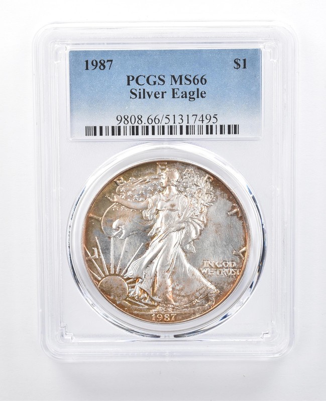 1987 American Silver Eagle MS66 PCGS Peripheral Tone a8147