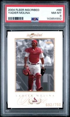 2004 Fleer inscribed YADIER MOLINA Rookie PSA 8 #88