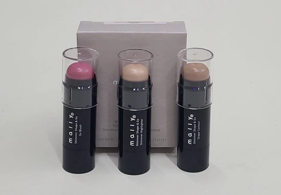 Mally Beauty Shimmer Shape & Go Highlight & Contour Trio Encendedor 3x0,21 OZ Foto 3 de 4