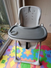 Kinderkraft Yummy Grey Foldable High Chair Adjustable Height Foldable With Tray