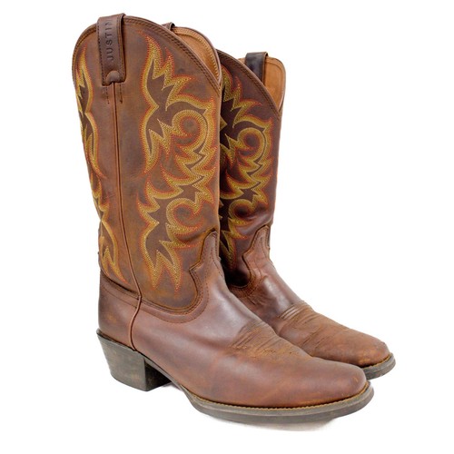 Justin Boots Sorrel Apache Stampede Brown Leather Western Boots Men's Size 9 - Picture 2 of 12
