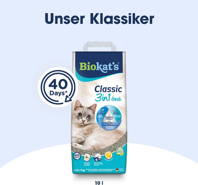 Biokat's Classic fresh 3in1 Katzenstreu mit Cotton Blossom-Duft - Klumpstreu aus