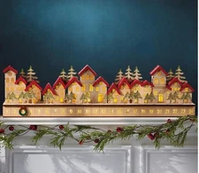 NEW*30" Holiday Wooden Village LED Advent Calendar by Costco