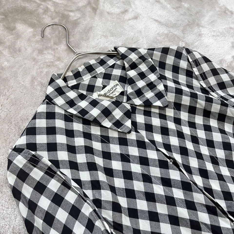 VESTIDO CAMISERO USADO VINTAGE COMME DES GARCONS ABERTURA LATERAL CUADROS GINGHAM BUENO Foto 4 de 4