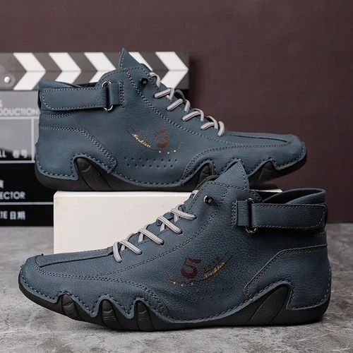 Herren Leder Freizeitschuhe Hoch Rutschfest Stiefeletten Gehen Fahren Turnschuhe - Bild 4 von 25