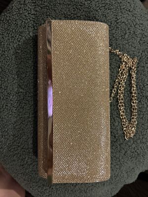 Charming Charlie Clutch Purse Gold Glitter
