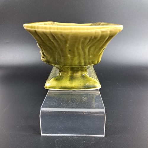 Vintage Ceramic Planter Rectangular Mushroom Avocado Green Unmarked - Picture 2 of 8