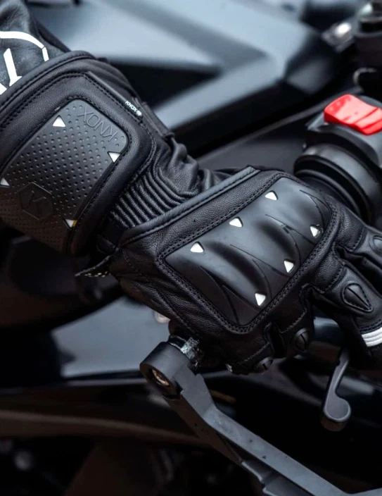 Guantes deportivos de motocicleta Knox para hombre negros blancos Oulton MK2 nuevos Foto 3 de 4