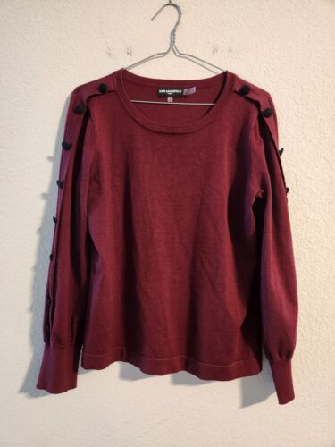 Karl Lagerfeld Women’s Button-Sleeve Sweater in Ma