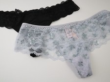 2 NEW Victoria's Secret Dream Angels Lace Silky Thong Panties Lot LARGE