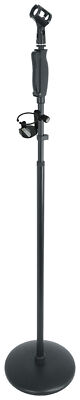 Rockville RVMIC4 v2 Mic Stand w/ Metal Quick-Release Hand Clutch+Drink Holder