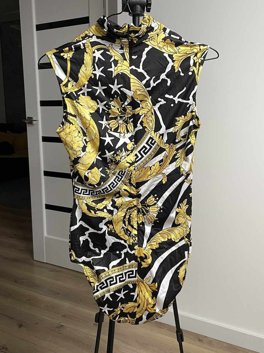 【送料&関税込】Versace Sleeveless Bodysuit RARE VERSACE Savage Barocco Stretch Women's Sleeveless