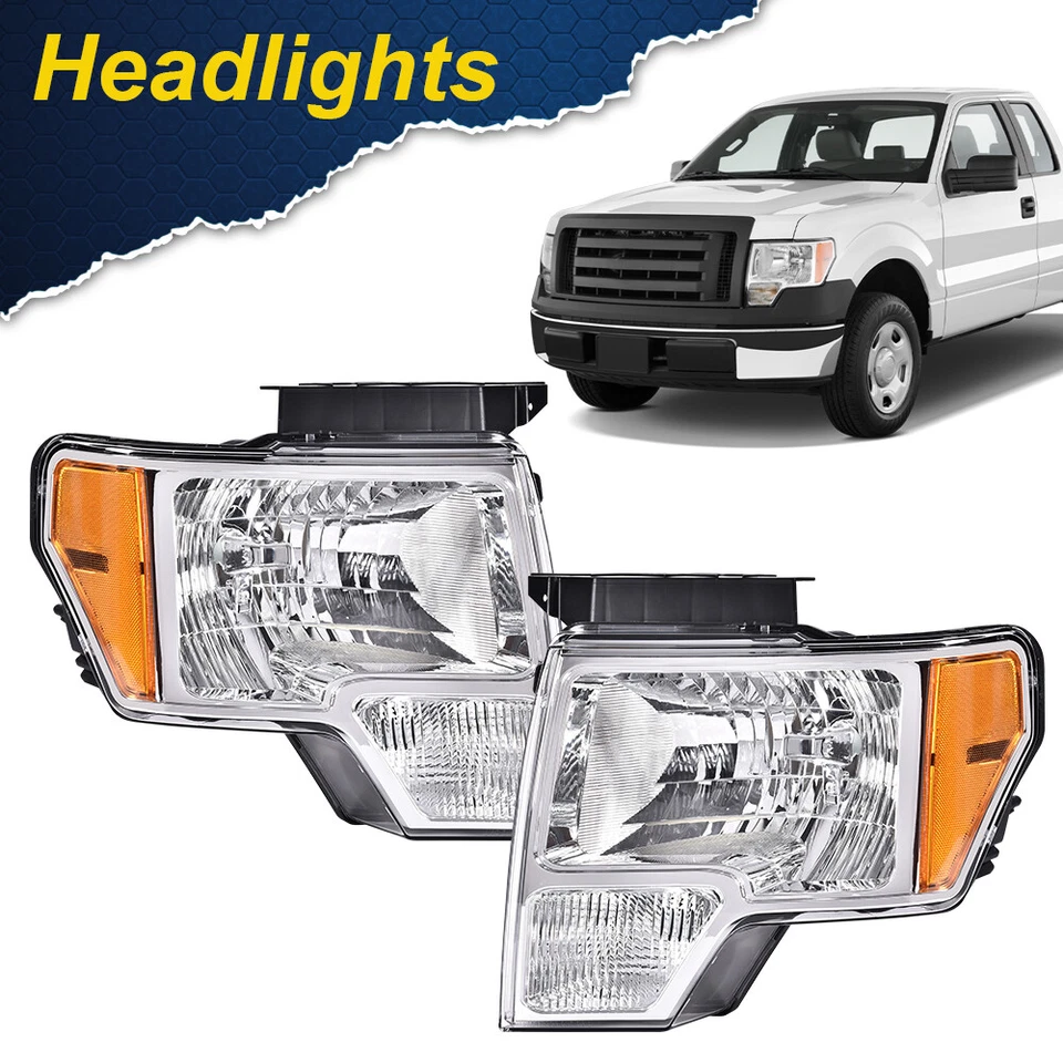 Faros cromados + luces traseras lámparas de freno aptas para camioneta Ford F150 2009-2014 Foto 2 de 4