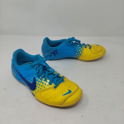 Nike 5 Elastico Soccer Shoes Blue Yellow Spotted Sneakers Athletic Youth Sz 4.5
