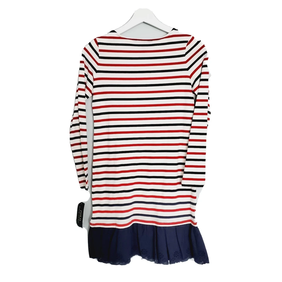 Polo Ralph Lauren Big Girls Striped Cotton Jersey Dress Size L 12-14 - Image 2 of 4