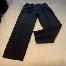 Escada Black Wool Trouser Pants Pleated Pockets Straight Leg SZ 44 EU 14 US