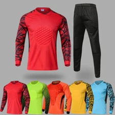Men's Soccer Football Goalkeeper Padded Goalie Training Pants Jersey Tops Suits