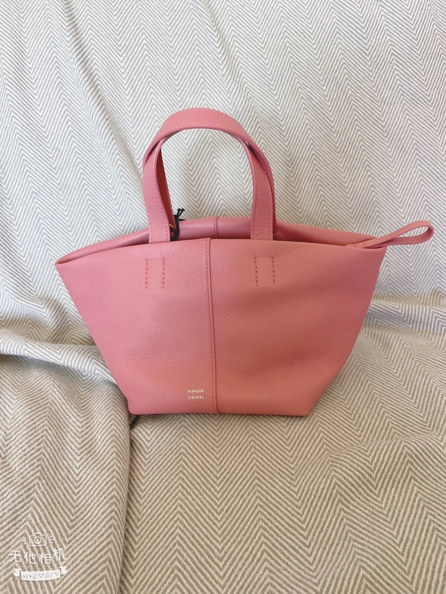 NWT Mansur Gavriel Tulipano Mini Leather Crossbody Tote In Peony Pink