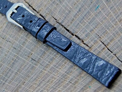 NOS Stylecraft Vintage Unused Black Crocodile Watch Band Silver Tone Buckle 10mm