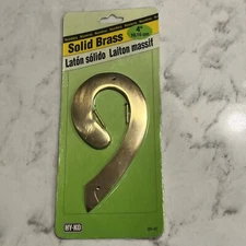 # 9 - Hy-Ko 4" Inch Solid Flat Brass House Numbers - BR40 Series NEW