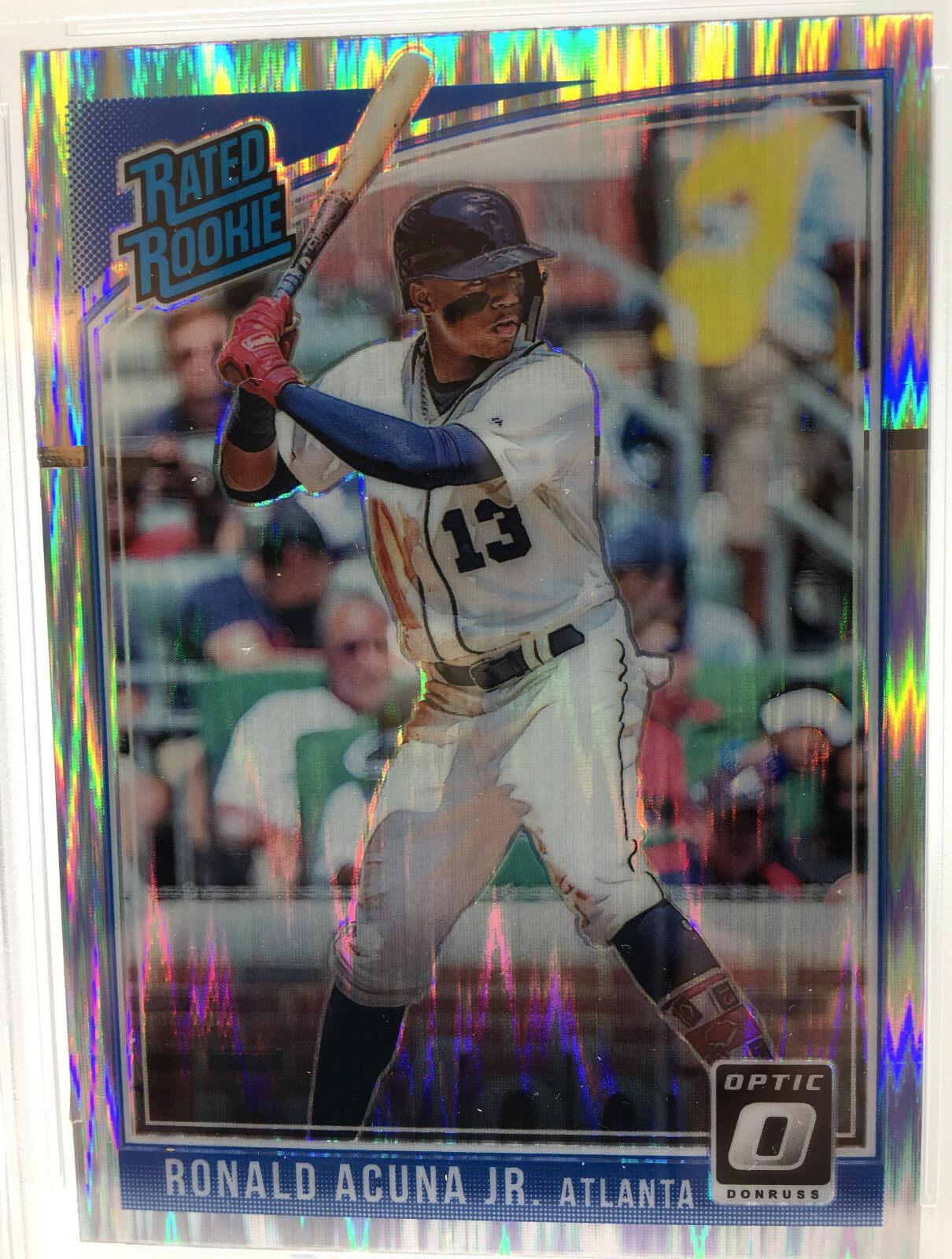 2018 Panini Donruss Optic #63 SHOCK Ronald Acuna Jr. PSA 8 Rookie Card view 5