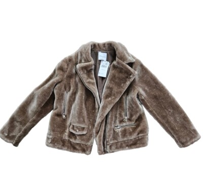 Violeta by Mango teddy plush leather jacket L, plush leather jacket L