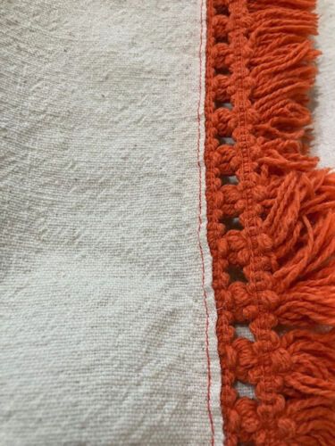 Vintage Handmade Fringed Embroidered Tablecloth 54x59 - Picture 9 of 11