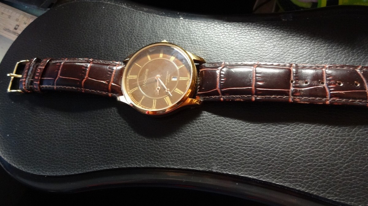 Moretime Quarz Uhr M8377 für Armumfang bis 22 cm rotbraun benötigt 