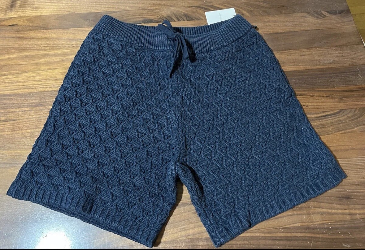 Aime Leon Dore ALD Eyelet Knit Short Navy Blue Knit Shorts Mens