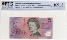 1995 Australia $5 Banknote Fraser/Evans Superb Gem Unc 68 OPQ PCGS IB 95 273250