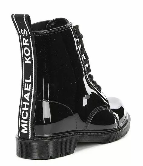 Michael KORS TAVIE MK CONTRAST LOGO BLACK LACE UP COMBAT RAIN BOOTS SHOE HEAVEN