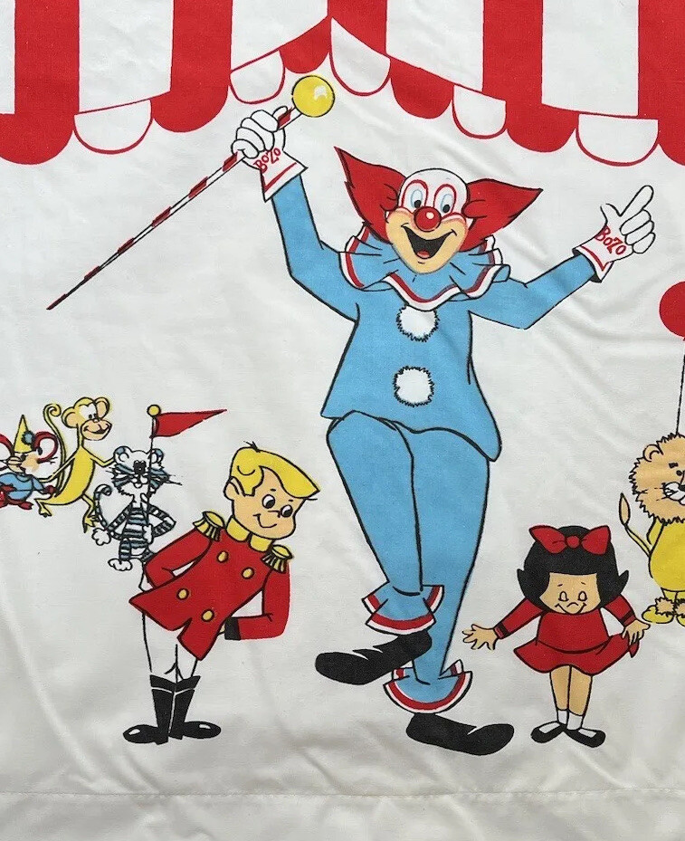 Bozo The Clown Twin Flat Percale Bed Sheet Bigtop Circus Bozo The Clown Twin Flat Percale Bed Sheet Bigtop Circus