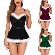Christmas Womens Mrs Santa Claus Fancy Lingerie Nightdress Babydoll Underwear UK