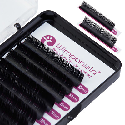 Wimpanista Seidenwimpern Einzelwimpern – C Curl, 0,15 Mm Stärke, 12 Mm Länge, 16 Streifen