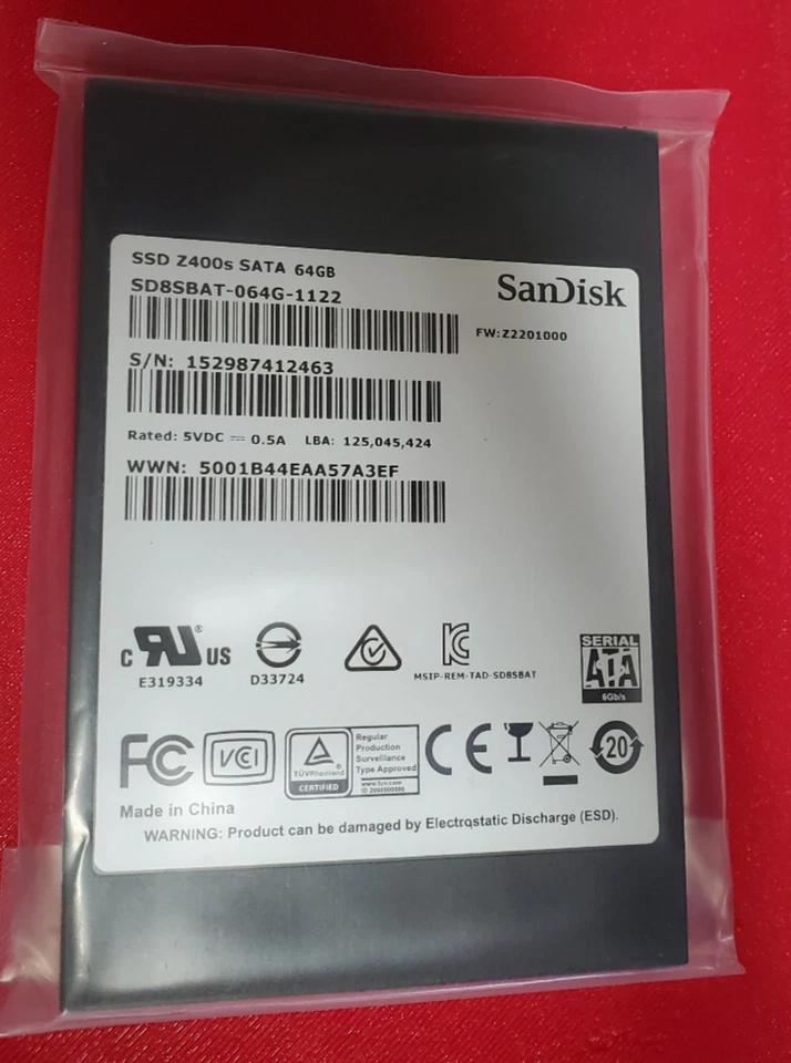 SanDisk Z400s,64GB,SATA 2.5"SSD (SD8SBAT-064G-1122)Solid State Drive, sealed - Image 2 of 2