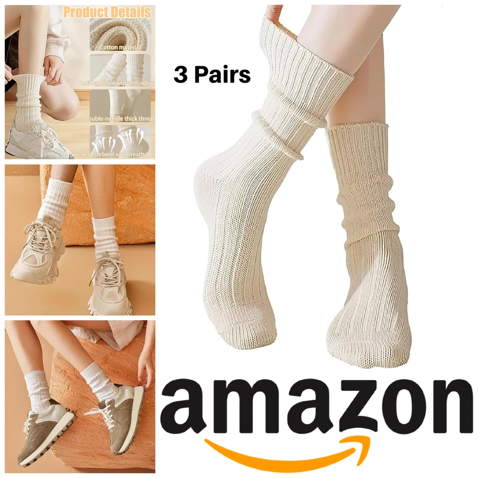 Cotton Ankle Socks Size 4 - 7 Cosy Slouch Crew Breathable Anti Bacterial Odour