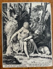Aegidius Sadeler II "The Nymph Syrinx Watched by Pan" Engraving c 1600