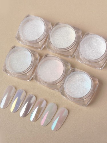 Donut Glaze Nail White Chrome Powder Pearl Finish Nail Polish Pigment Decor Art> - Picture 8 of 19