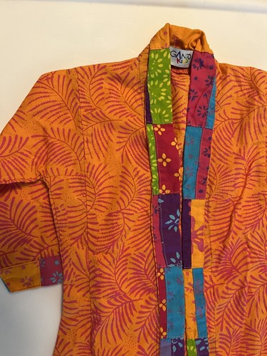 Voganto Girls 2 Tunic Top Kimono Orange Multi Color Collar Short Sleeve Buttons - Picture 2 of 7