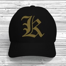 K Initial Baseball Cap Adjustable Custom Print Colour Text Hat Alphabet Letter