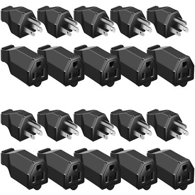20 Pieces Extension Cord Plug Replacement Extension Cord Ends 125v 15a 2 Pole 3 