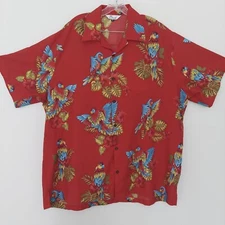 Alvish Hawaiian Shirt 3XL Parrots Red Button Short Sleeve
