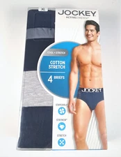 New 4 Pack Mens XL 40-42 Jockey ActiveStretch Cool Cotton Stretch Briefs