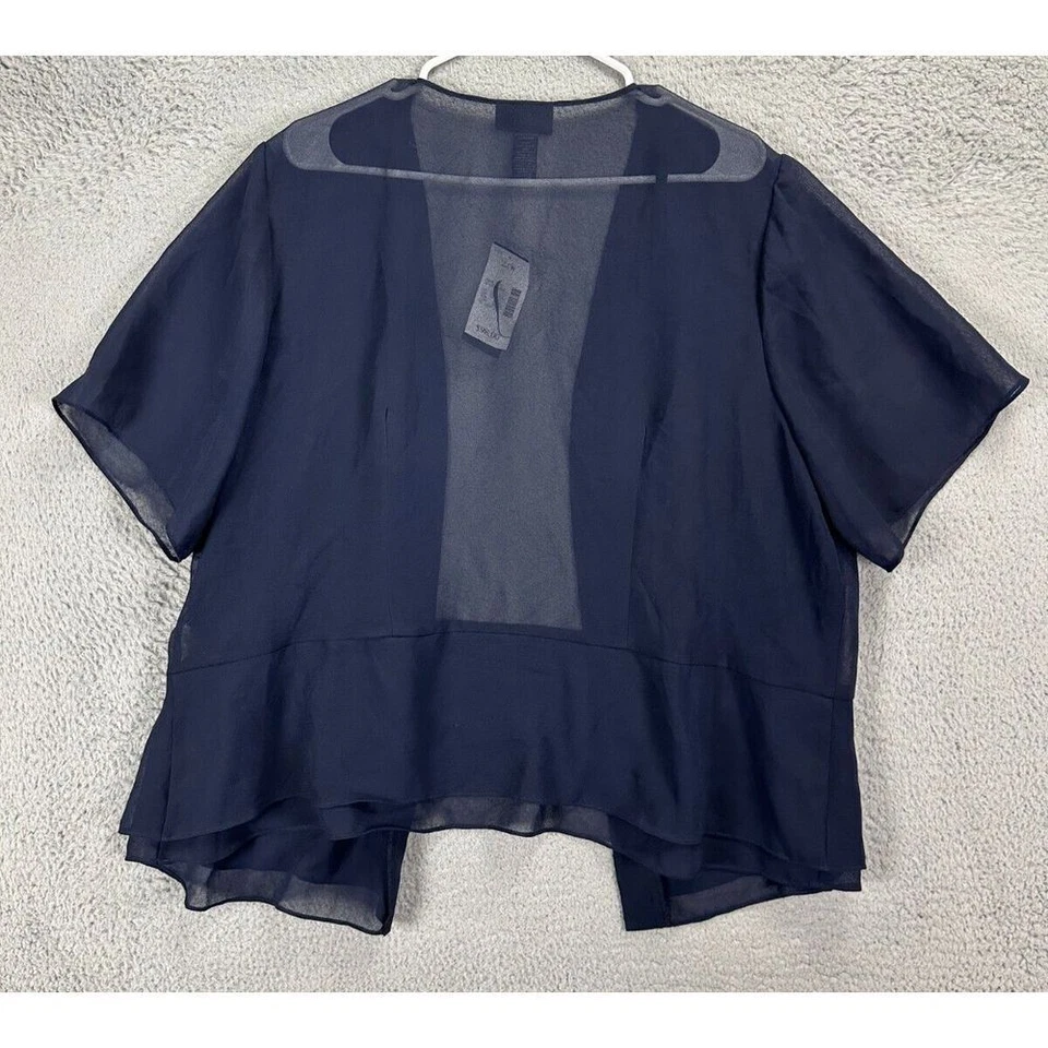 Maggie Barnes Shirt Womens 22W Plus Blue Open Blouse Top Cardigan Ladies NEW - Image 2 of 4